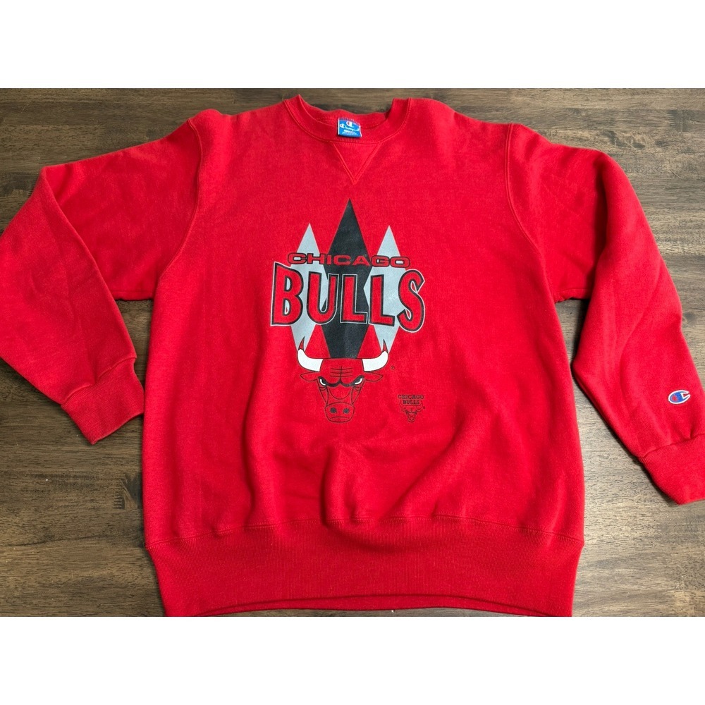 Vintage Chicago Bulls Crew Neck Sweatshirt Red XL Champion Reverse Weave NBA USA